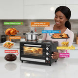🔥SOKANY 35L Toaster Oven with Dual Hot Plates – 3200W | 2-in-1 Oven & Stove for Fast Heating & Even Cooking