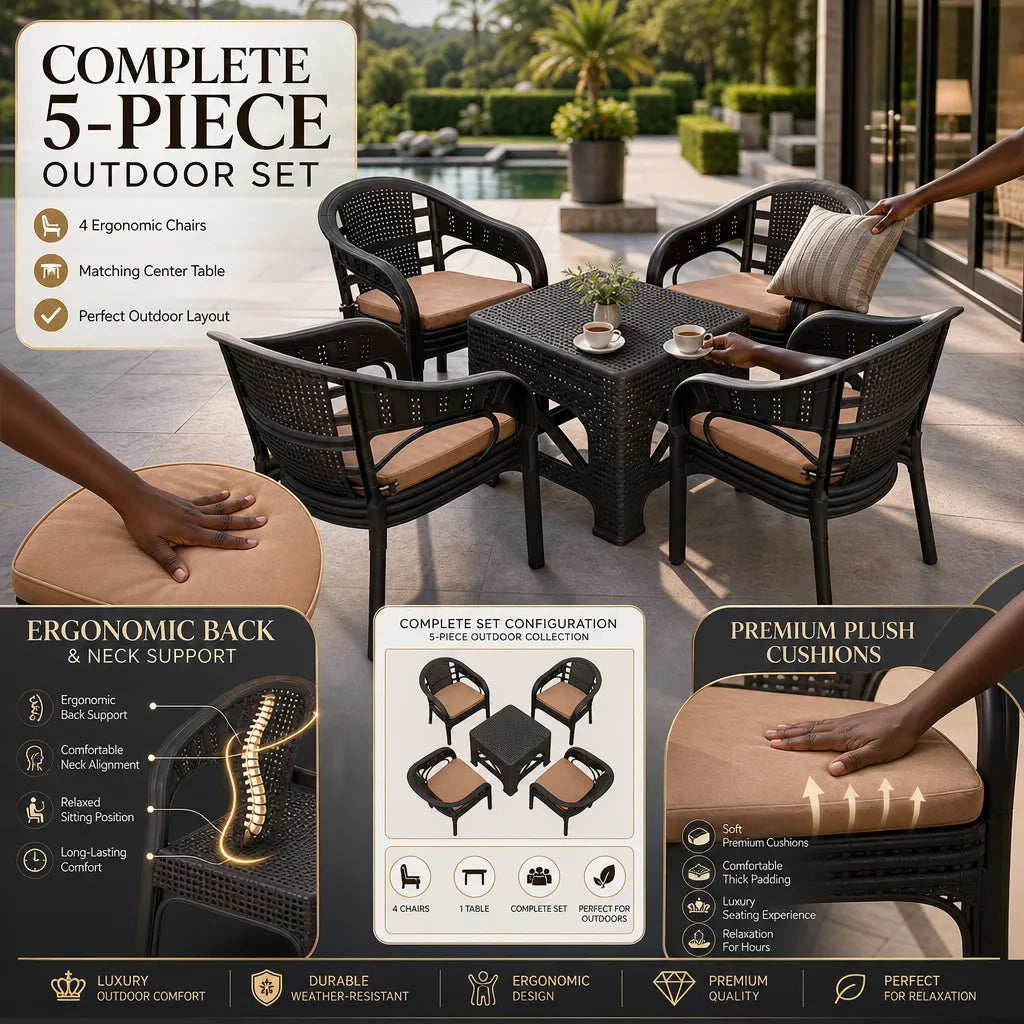 Turkish Comfort Set: Durable, Stylish, and Easy-to-Maintain Premium 4-Chair Turkish Outdoor Set