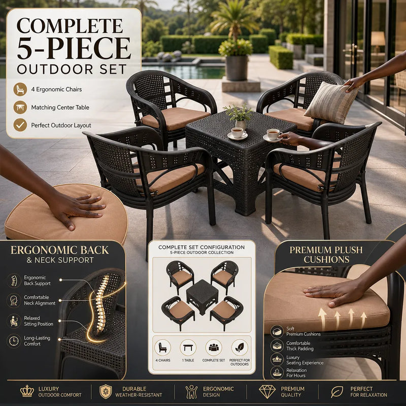 Turkish Comfort Set: Durable, Stylish, and Easy-to-Maintain Premium 4-Chair Turkish Outdoor Set