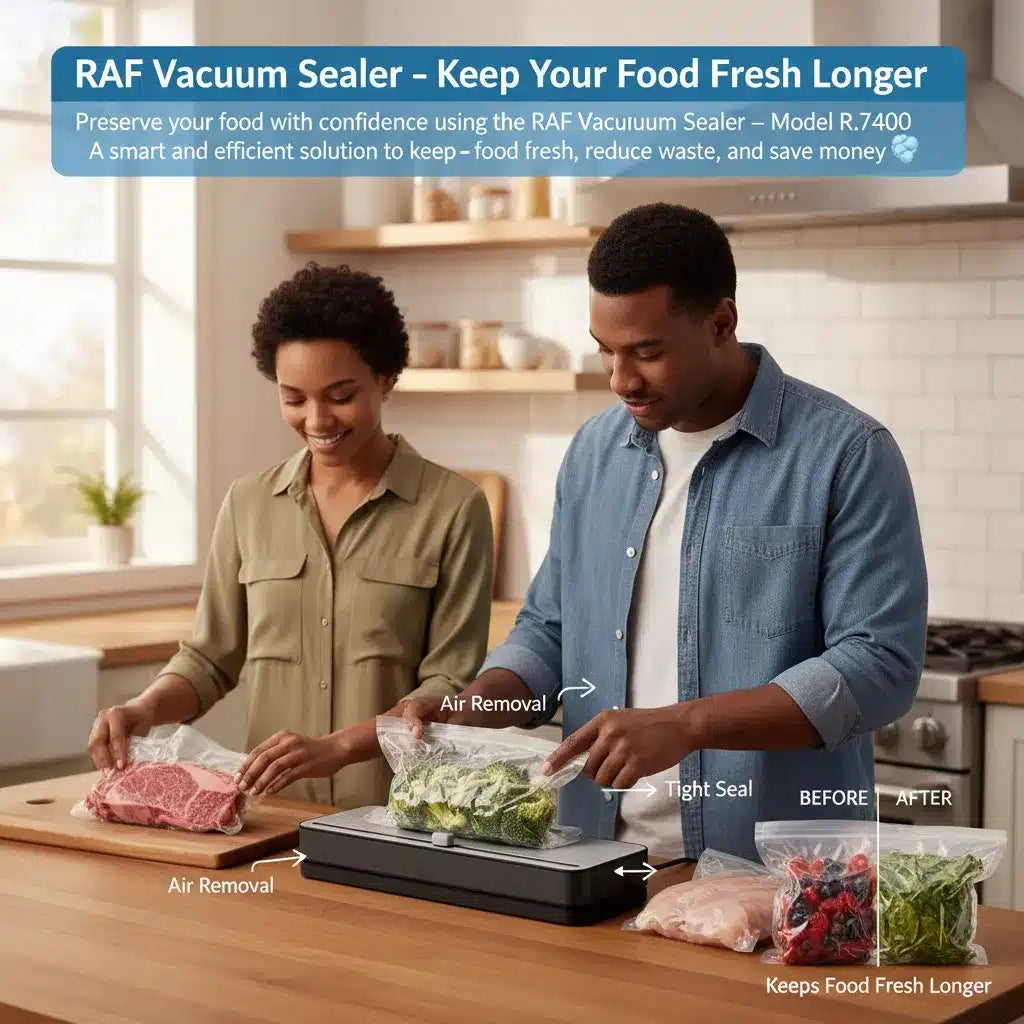 Vacuum Sealer 110W Keep Your Food Fresh Up to 5X Longer with RAF  – Powerful, Fast & Easy to Use