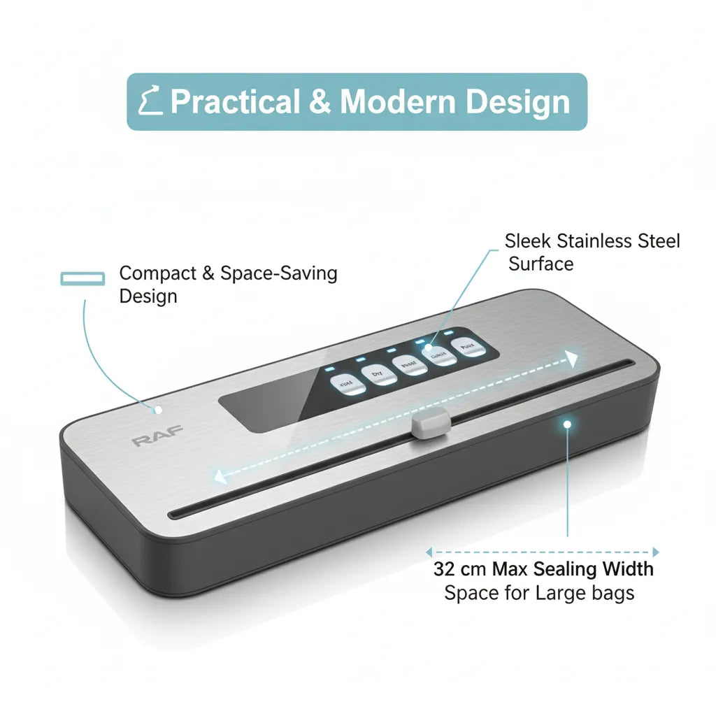 Vacuum Sealer 110W Keep Your Food Fresh Up to 5X Longer with RAF  – Powerful, Fast & Easy to Use