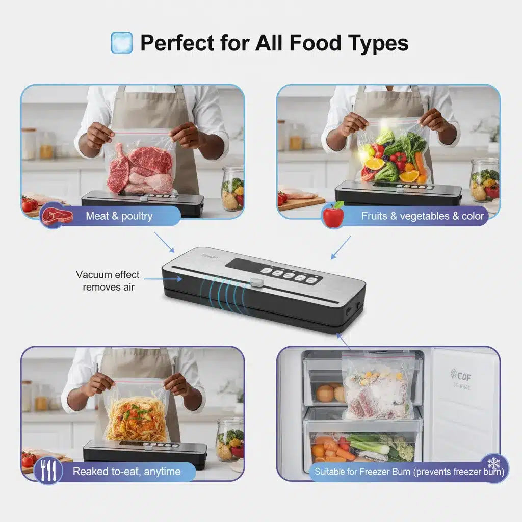 Vacuum Sealer 110W Keep Your Food Fresh Up to 5X Longer with RAF  – Powerful, Fast & Easy to Use