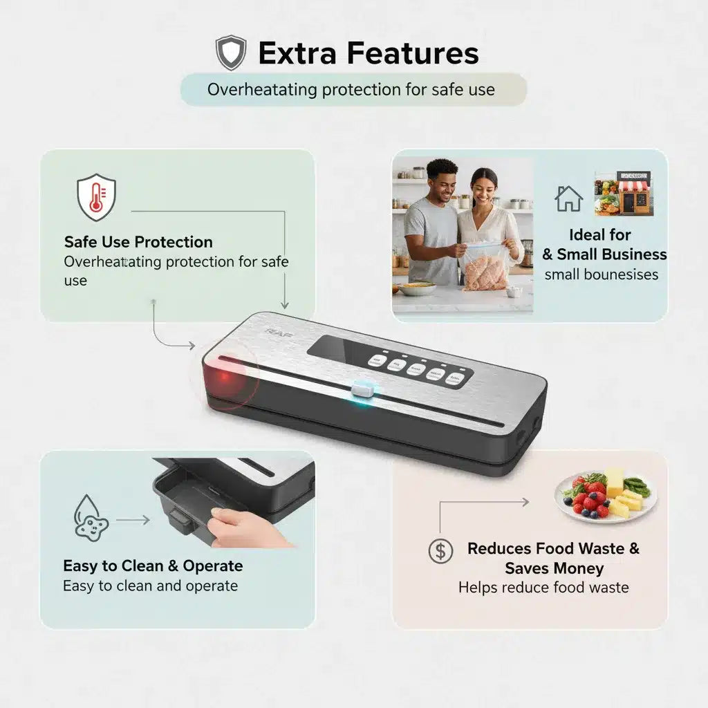 Vacuum Sealer 110W Keep Your Food Fresh Up to 5X Longer with RAF  – Powerful, Fast & Easy to Use