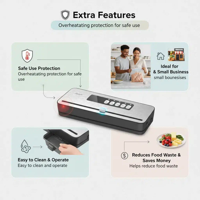 Vacuum Sealer 110W Keep Your Food Fresh Up to 5X Longer with RAF  – Powerful, Fast & Easy to Use