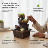 7.5" Desktop Relaxation Water Fountain - 3-Tier Indoor Zen Waterfall with LED Lights