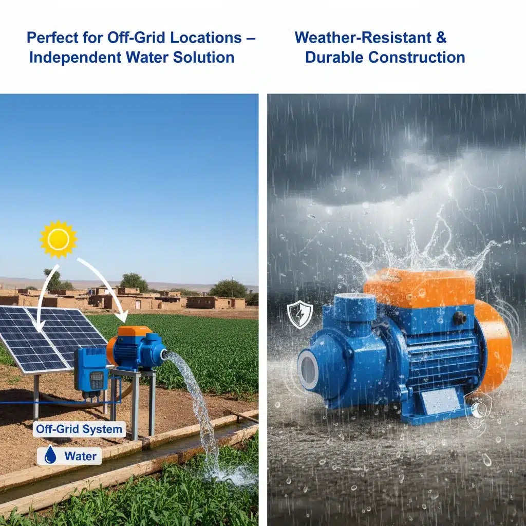 Wadfow 0.5HP 48V 400W Solar Water Pump – High Performance Off-Grid Irrigation Water Pump for Rural Use