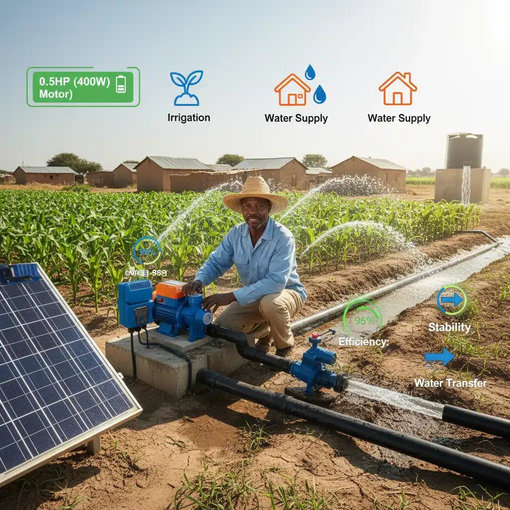 Wadfow 0.5HP 48V 400W Solar Water Pump – High Performance Off-Grid Irrigation Water Pump for Rural Use