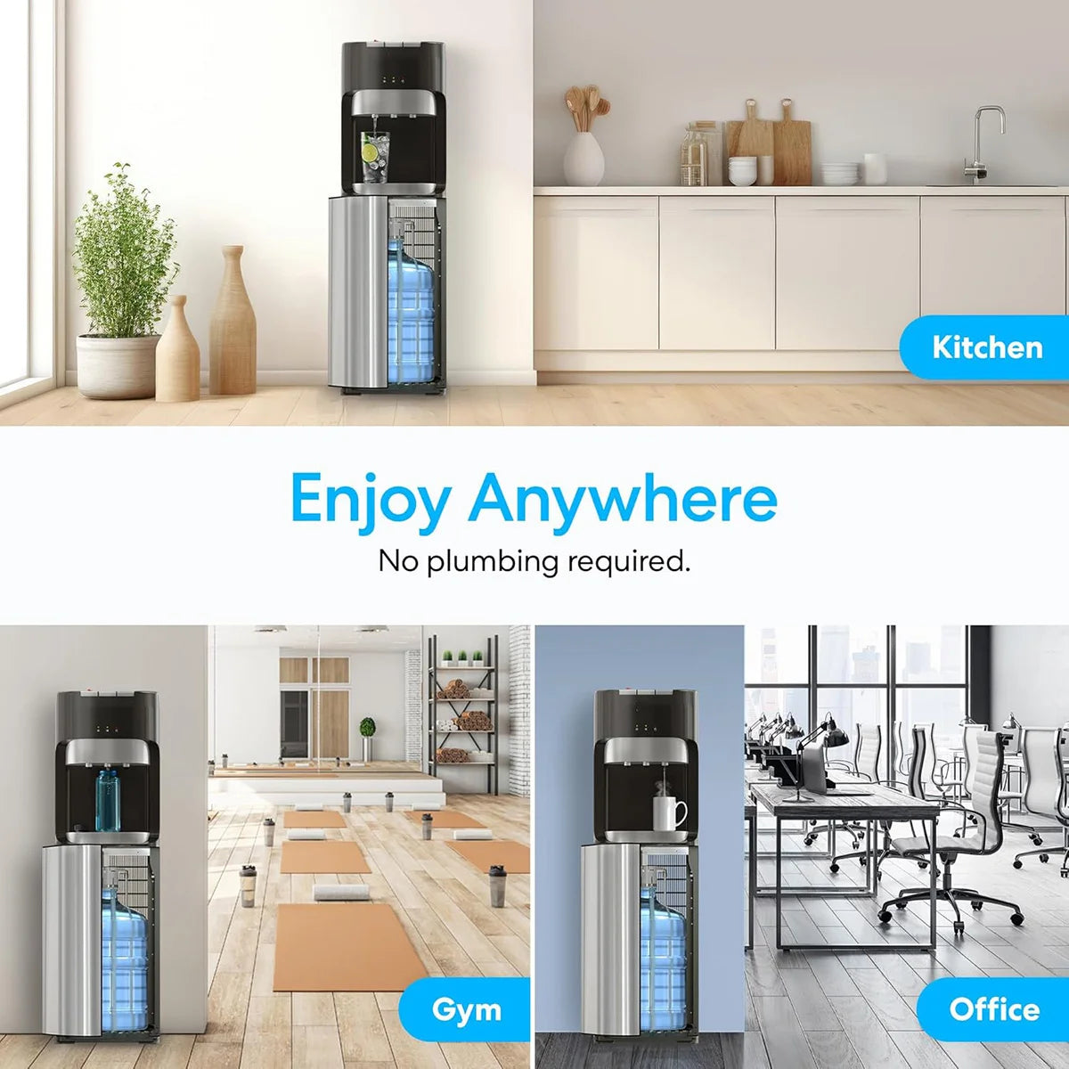 Floor Standing Water Dispenser With Refrigerator | Hot & Cold Water | Energy-Efficient Cooling System