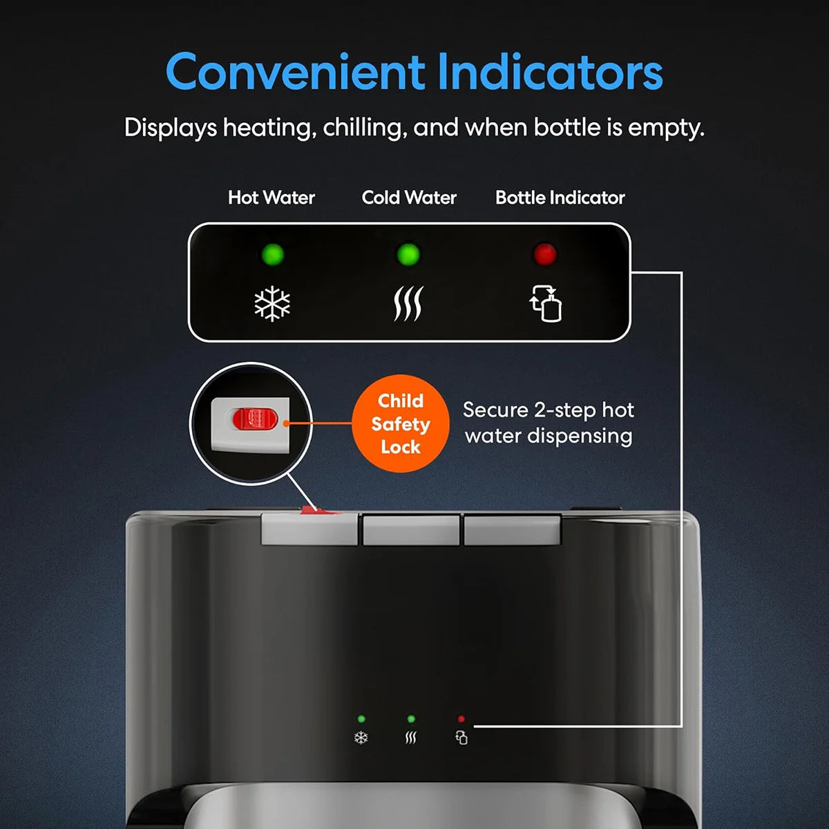 Floor Standing Water Dispenser With Refrigerator | Hot & Cold Water | Energy-Efficient Cooling System