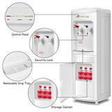 Floor-Standing Water Dispenser | Hot & Cold – Bottom Storage Cabinet – Elegant White Finish