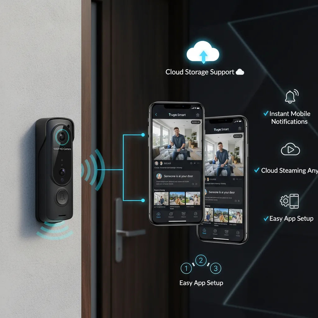 Wireless HD Video Doorbell 1080P – Smart WiFi Security with Motion Detection & Two-Way Audio📱🔒