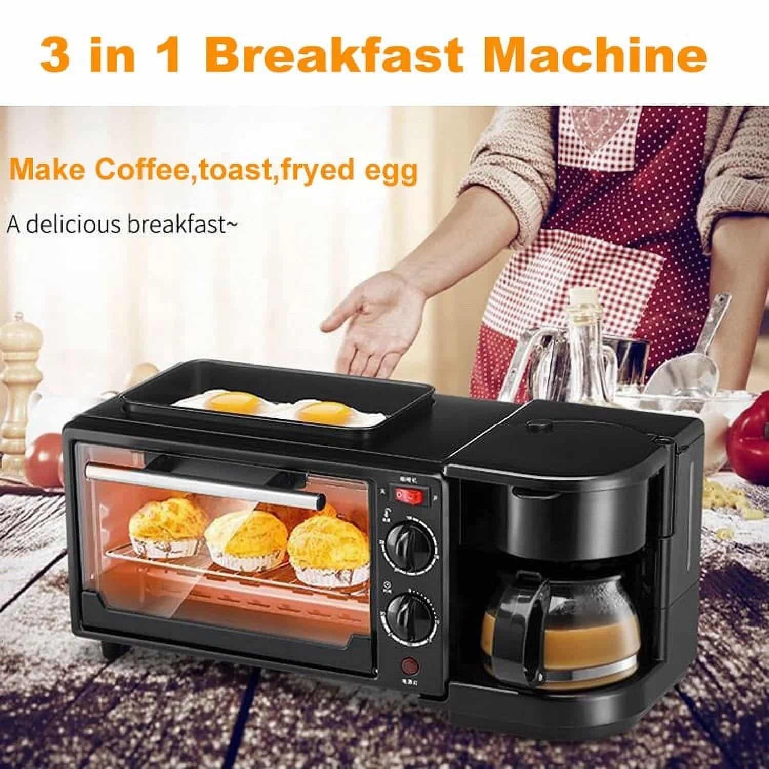 Silver Crest 3-in-1 Breakfast Maker – Toaster Oven, Coffee Maker & Griddle Combo
