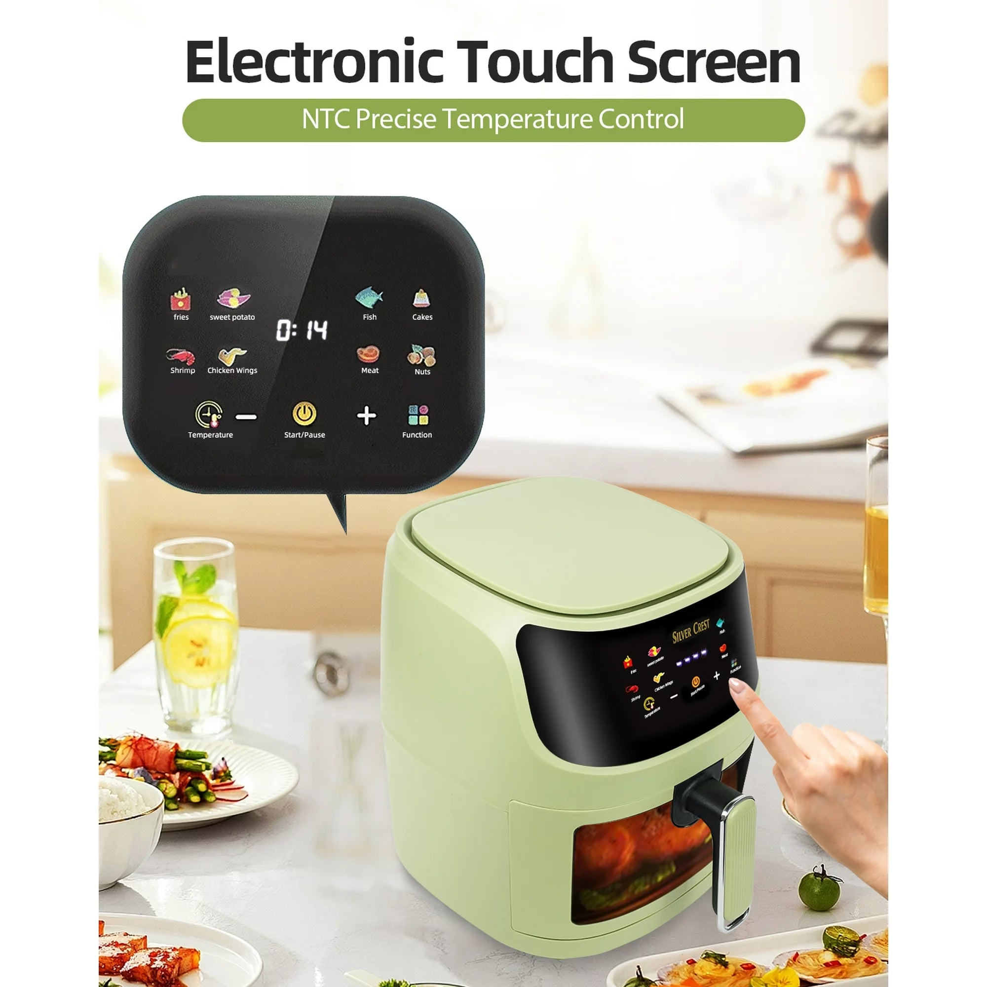 Silver Crest 8L Air Fryer - 360° Heating Touch Screen