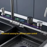 Smart Digital Kitchen Sink with 4 Water Modes & Pull-Out Faucet – Large Capacity Dual Basin, 304 Stainless Steel
