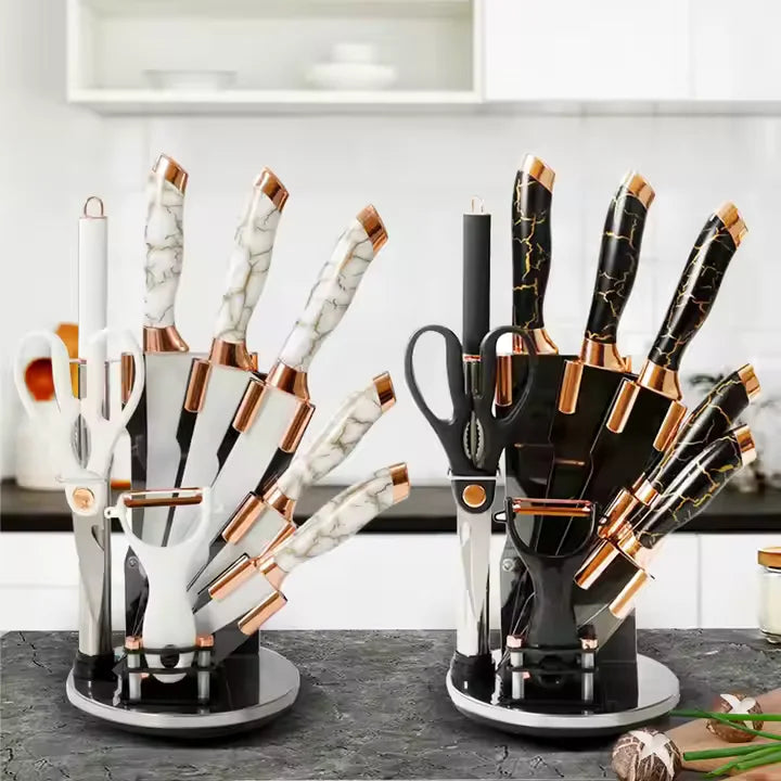 8PCS Stainless Steel Knife Set with Rotating Stand – Precision Blades for Every Kitchen Task