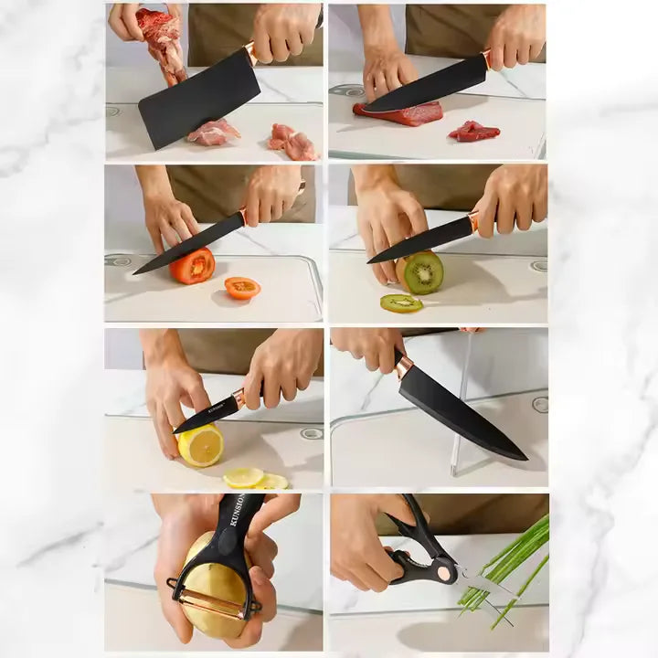 8PCS Stainless Steel Knife Set with Rotating Stand – Precision Blades for Every Kitchen Task