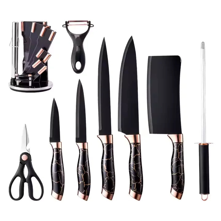 8PCS Stainless Steel Knife Set with Rotating Stand – Precision Blades for Every Kitchen Task