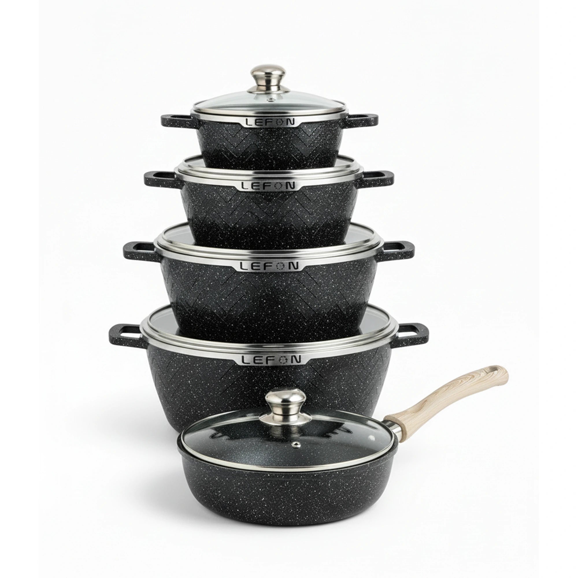 LEFON 10PCS Granite Cookware Set – Nonstick, Durable & Elegant Kitchen Essential
