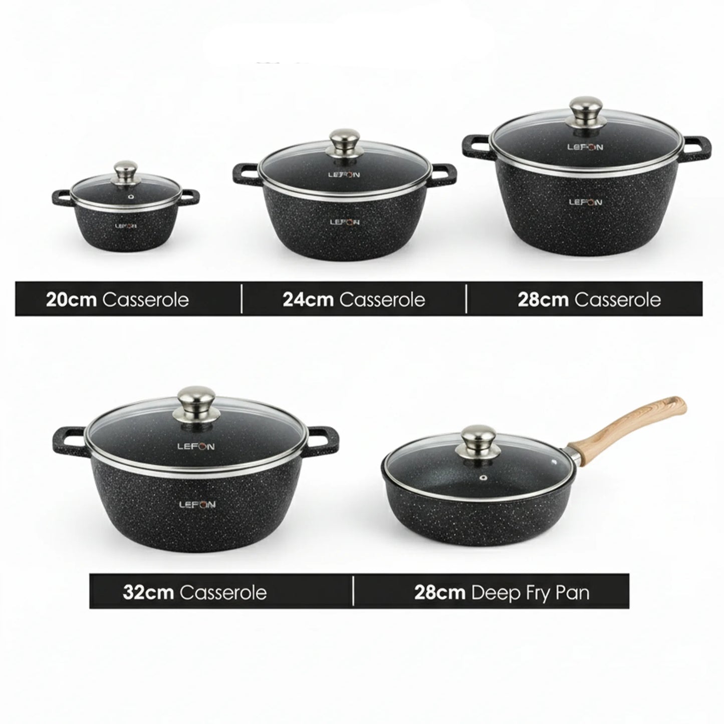 LEFON 10PCS Granite Cookware Set – Nonstick, Durable & Elegant Kitchen Essential