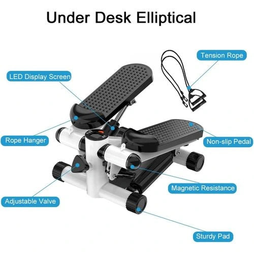 Mini Stepper Machine with Resistance Bands – Home Fitness Workout Stepper with LCD Monitor