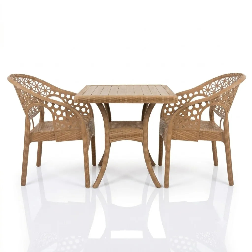 Net Chair Set 2 premium net-pattern chairs Stylish and Comfortable Seating and 1 Table with Unique Design