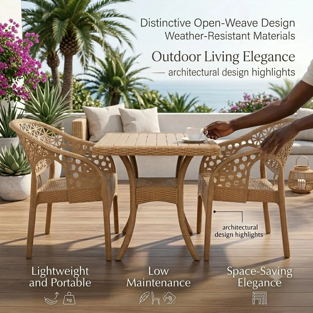 Net Chair Set 2 premium net-pattern chairs Stylish and Comfortable Seating and 1 Table with Unique Design