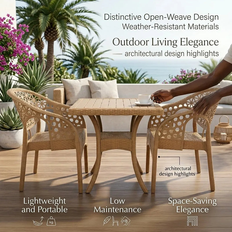 Net Chair Set 2 premium net-pattern chairs Stylish and Comfortable Seating and 1 Table with Unique Design