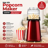 NASCO PC1005A-CB Popcorn Maker – 1200W Hot Air Popper for Healthy Oil-Free Popcorn