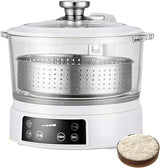 Glass Electric Rice Cooker & Steamer – Multi-Function Smart Cooker with Stainless Steel Drain Plate & Touch Control Panel