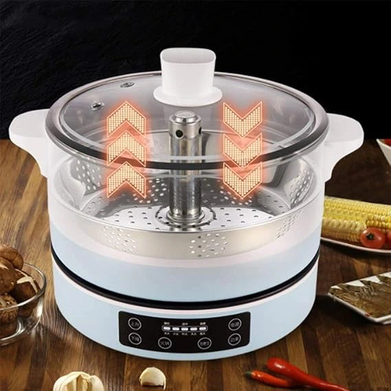 Glass Electric Rice Cooker & Steamer – Multi-Function Smart Cooker with Stainless Steel Drain Plate & Touch Control Panel
