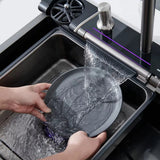 Smart Digital Kitchen Sink with 4 Water Modes & Pull-Out Faucet – Large Capacity Dual Basin, 304 Stainless Steel