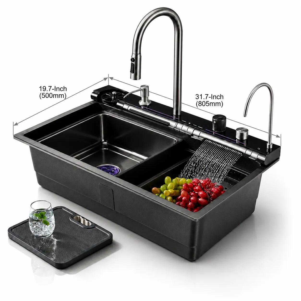 Smart Digital Kitchen Sink - 31.7" x 19.7" Premium 304 Stainless Steel Workstation
