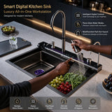 Smart Digital Kitchen Sink - 31.7" x 19.7" Premium 304 Stainless Steel Workstation