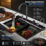 Smart Digital Kitchen Sink - 31.7" x 19.7" Premium 304 Stainless Steel Workstation
