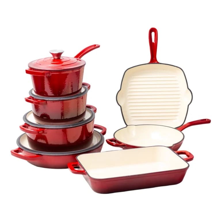 Heavy-Duty Cast Iron Cookware 11 pcs Set - Built to Last