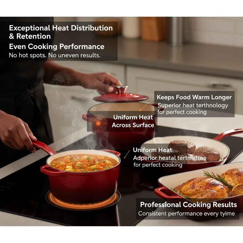 Heavy-Duty Cast Iron Cookware 11-Piece Set – Pre-Seasoned Non-Stick Ultimate Cooking Kit