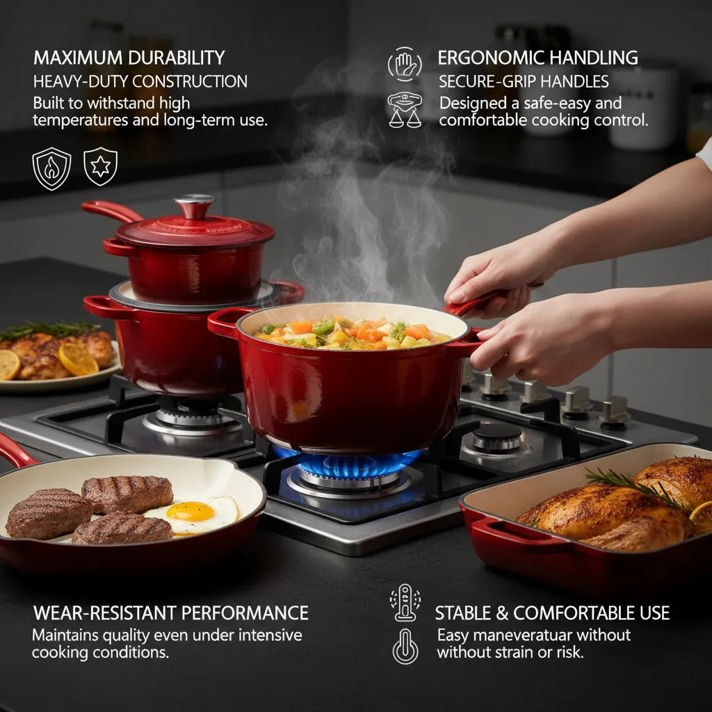 Heavy-Duty Cast Iron Cookware 11-Piece Set – Pre-Seasoned Non-Stick Ultimate Cooking Kit