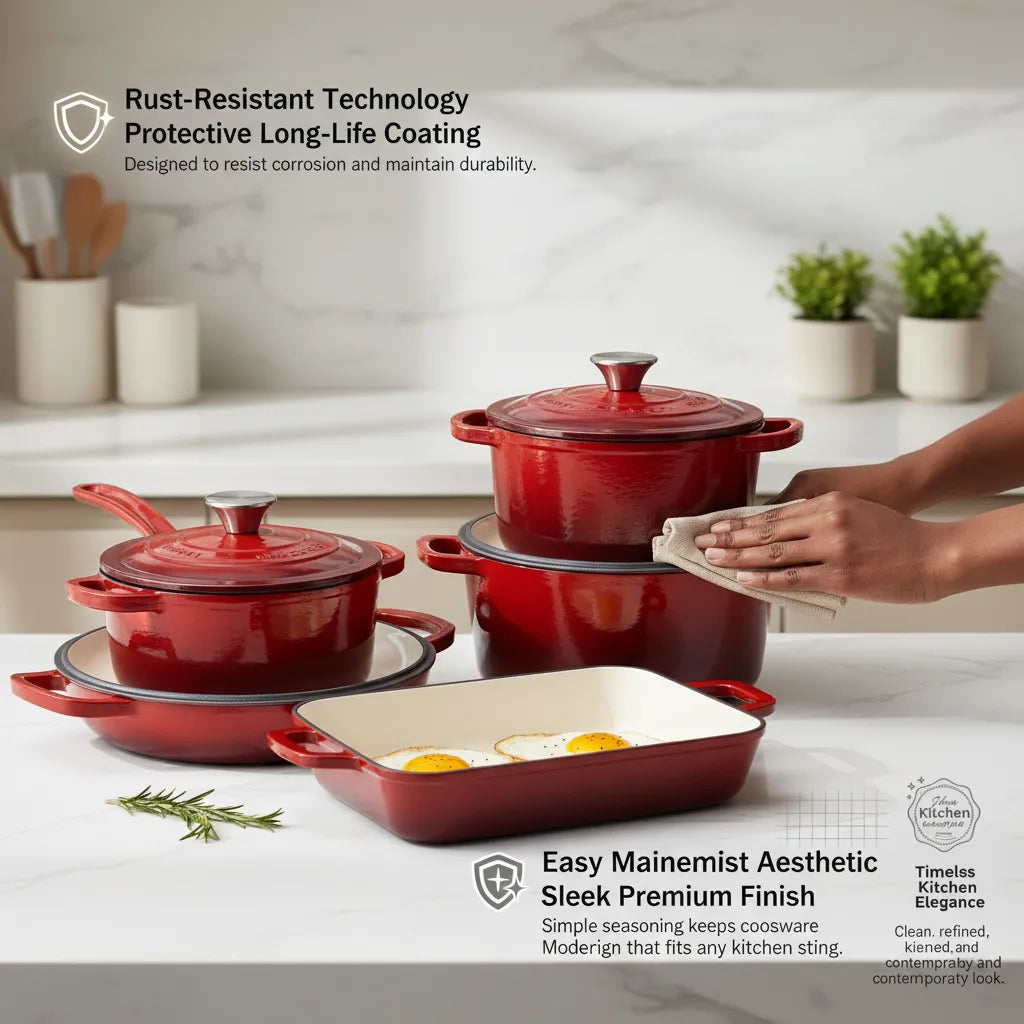 Heavy-Duty Cast Iron Cookware 11-Piece Set – Pre-Seasoned Non-Stick Ultimate Cooking Kit