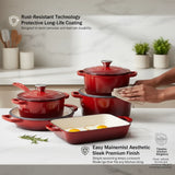 7-Piece Premium Enamel Cast Iron Cookware Set – Non-Stick & Induction Ready