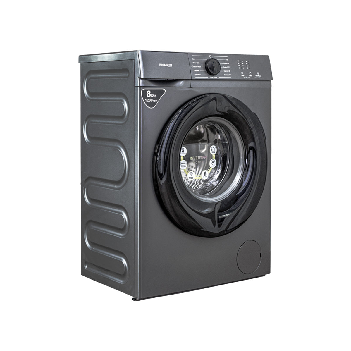 Nasco 8KG Front Load Washing Machine – NASFL-J8KG-S (Dark Silver)