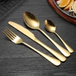 24 PCS Black & Gold Stainless Steel Cutlery Set – Steak Knife, Fork, Spoon 04