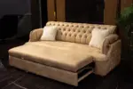 INVERTED LEATHER 3 SEATER SOFA BED WITH WOODEN TOUCH