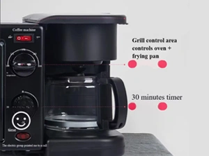 Minmax 3-in-1 Breakfast Maker: Coffee Machine, Oven & Fry Pan