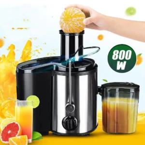 Electric Juicer for Fruits & Veggies – 800W, Stainless Steel – Double Speed