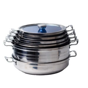 High Quality Stainless Steel Kitchen Pot Set with Glass Lid - 14 PCS