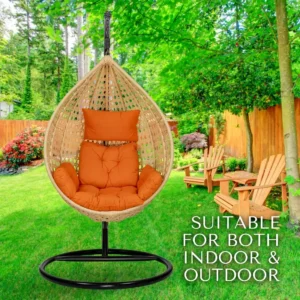 Large Rattan Swing for Gardens and Balconies – Rocking Swing for All Ages