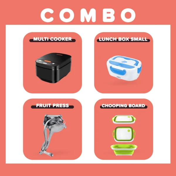 Evimki Combo (Multi Cooker - Lunch Box - Fruit Press - Cutting Board)