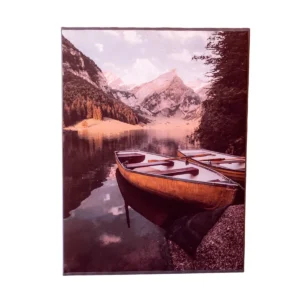 Boat & Mountain Nature Canvas Frame - Autumn Lake Paint