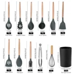 Silicon Kitchen Utensil Set Without Knives - Heat Resistant, and Durable