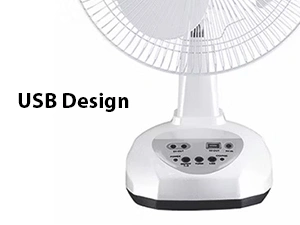 Eco-Friendly Rechargeable Table Fan with LED Lighting and Solar Panel